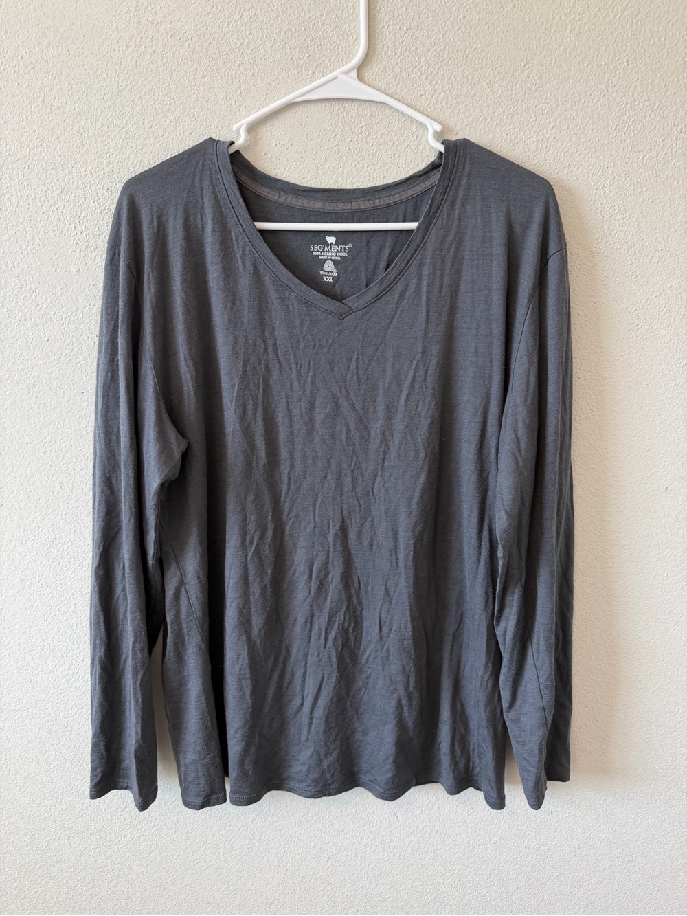 Seg’ments 100% Merino Wool Long Sleeve V-Neck Top Base Layer Hiking Gorpcore